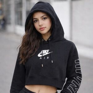 Nike Women's Black Hoodie with White Logo